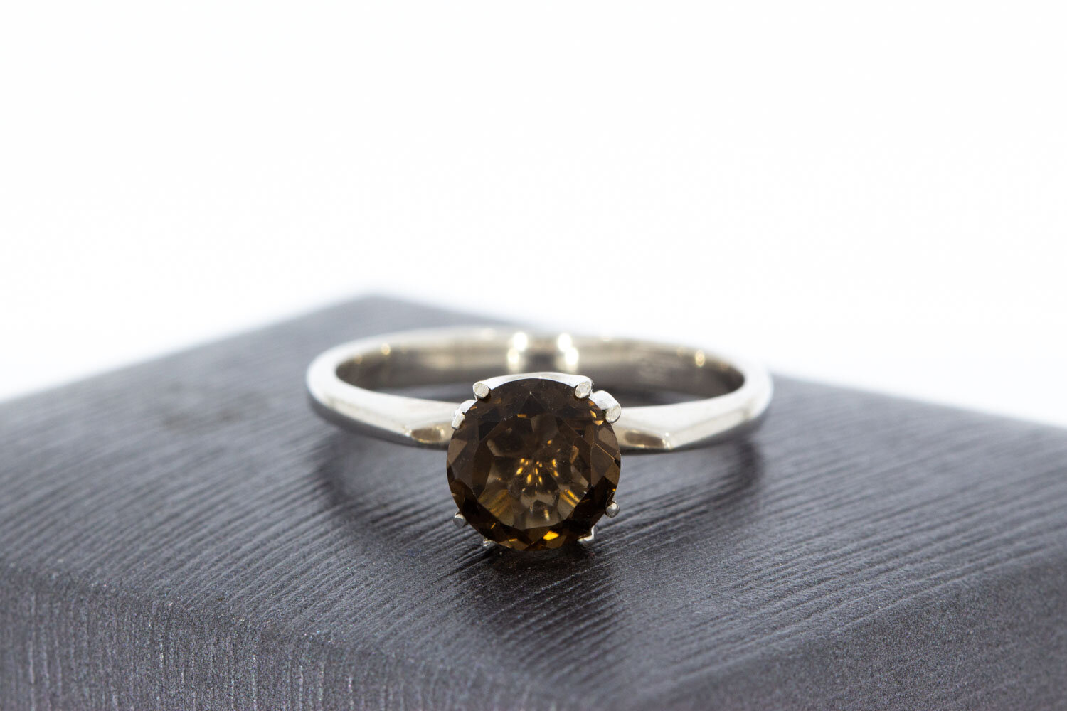 18 Karaat Rookkwarts dames ring - 17,2 mm