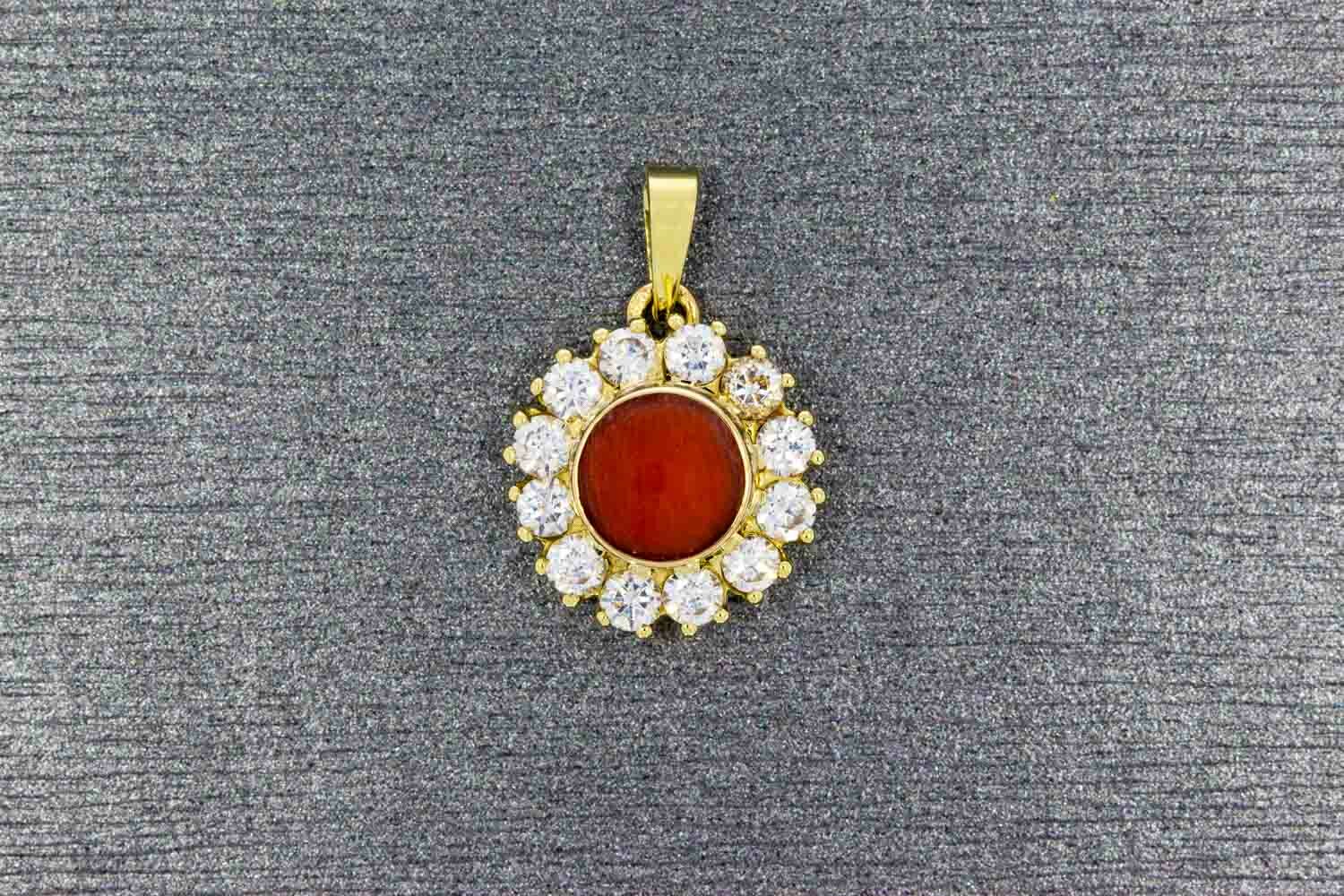 Bloedkoraal hanger 14 karaat goud - 1,5 cm
