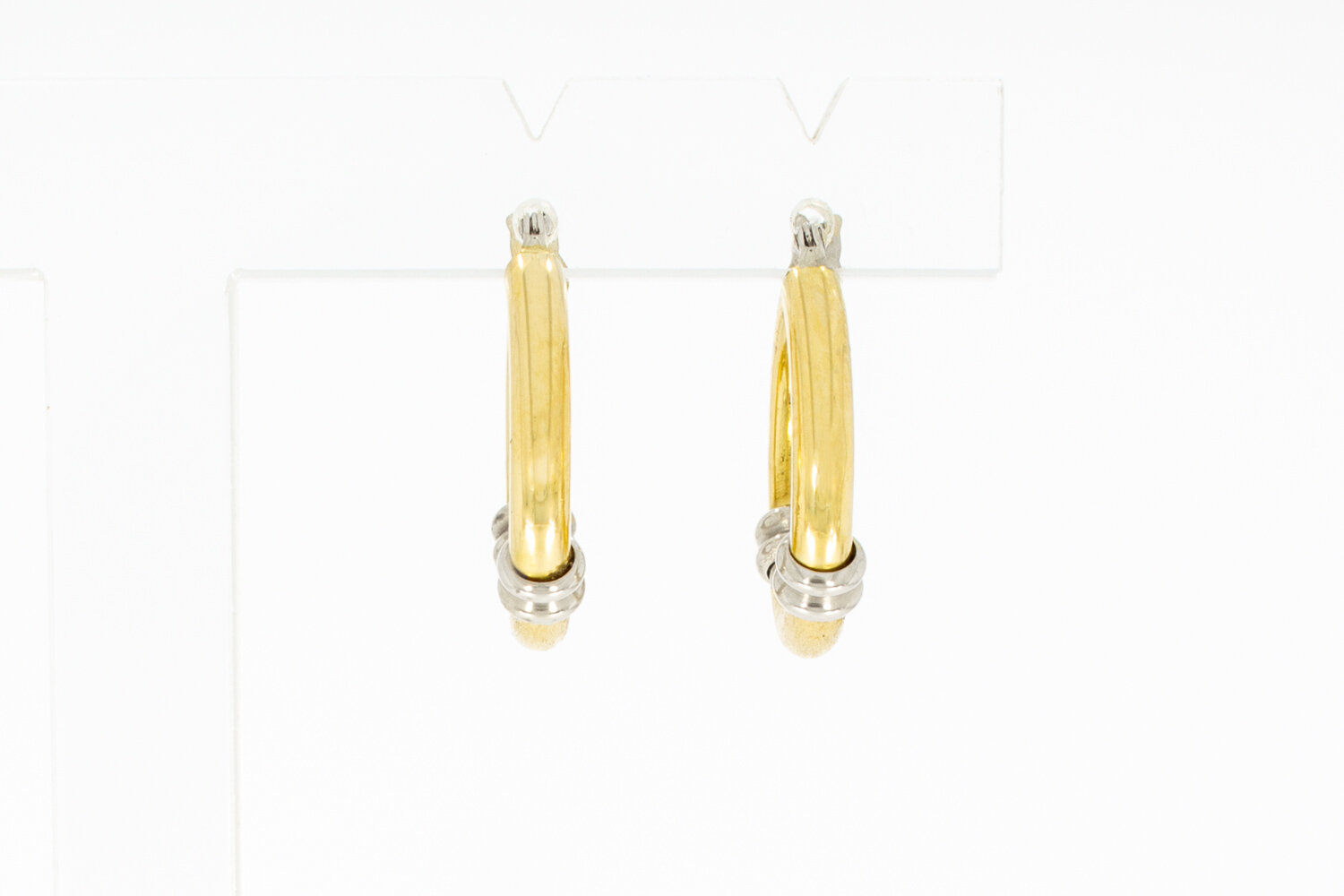 Bicolor oorringen 18 karaat goud - 2 cm
