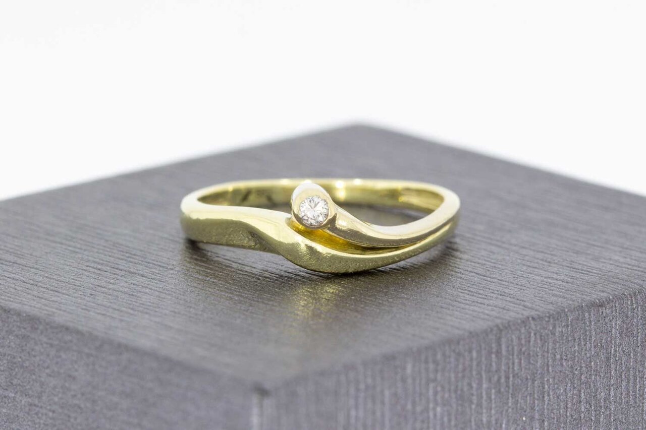 14 Karaat ring met Zirkonia- 16,5 mm
