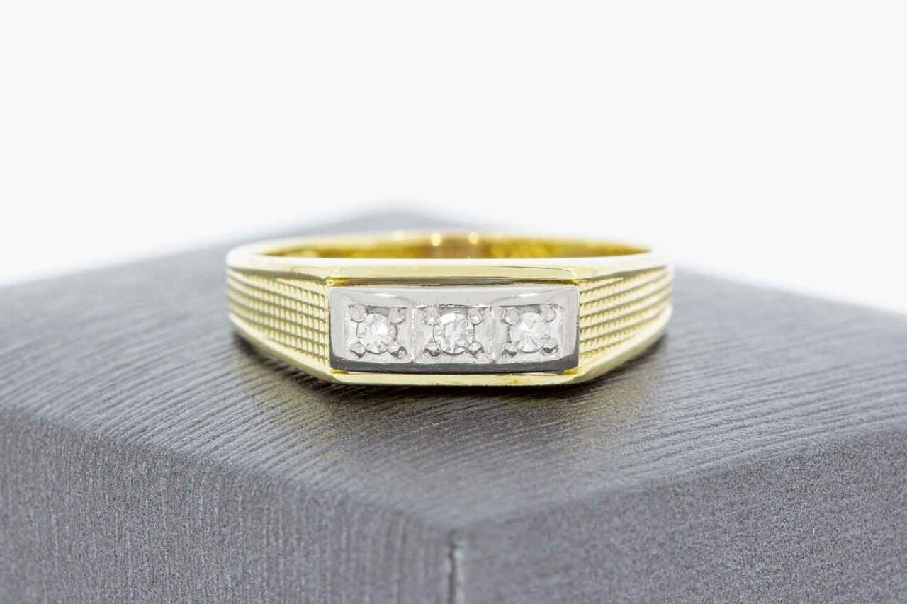 14 Karaat bicolor ring met Diamant - 18,7 mm