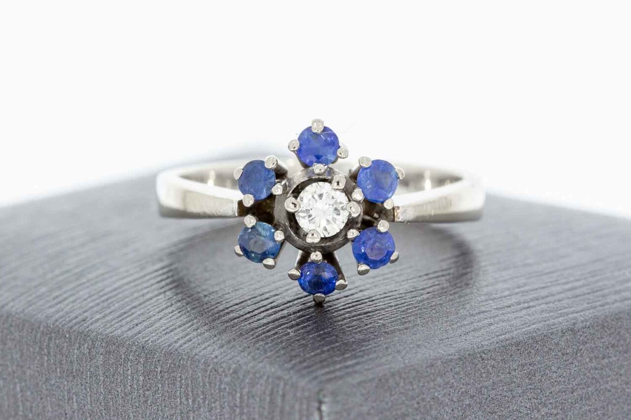14 Karaat ring met edelstenen - 17,9 mm