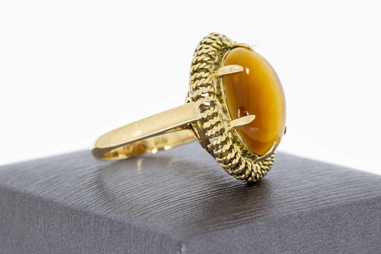 18 karaat goud Tijgeroog ring - 17,9 mm