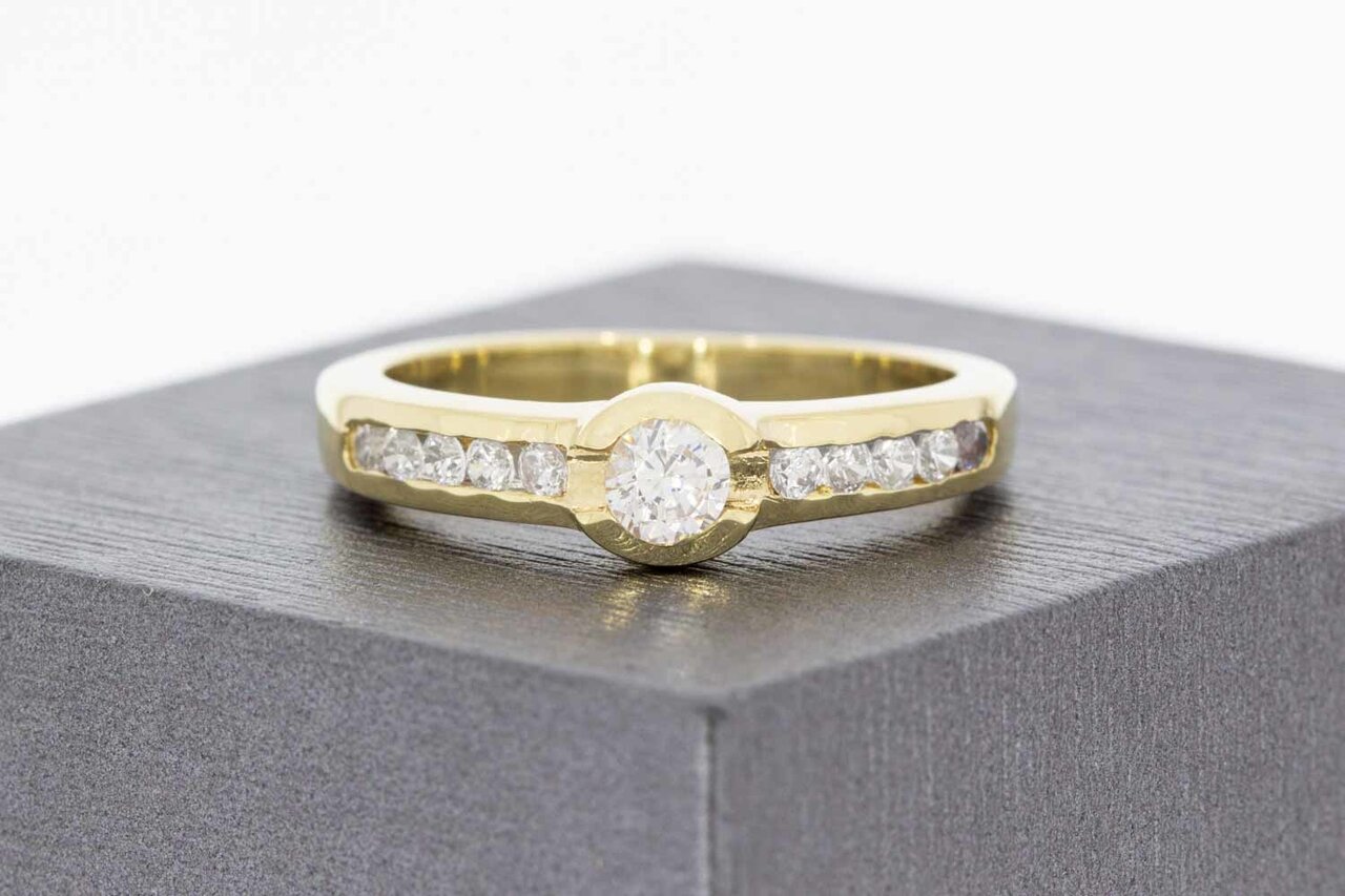 14 karaat geelgoud Zirkonia ring - 19,8 mm