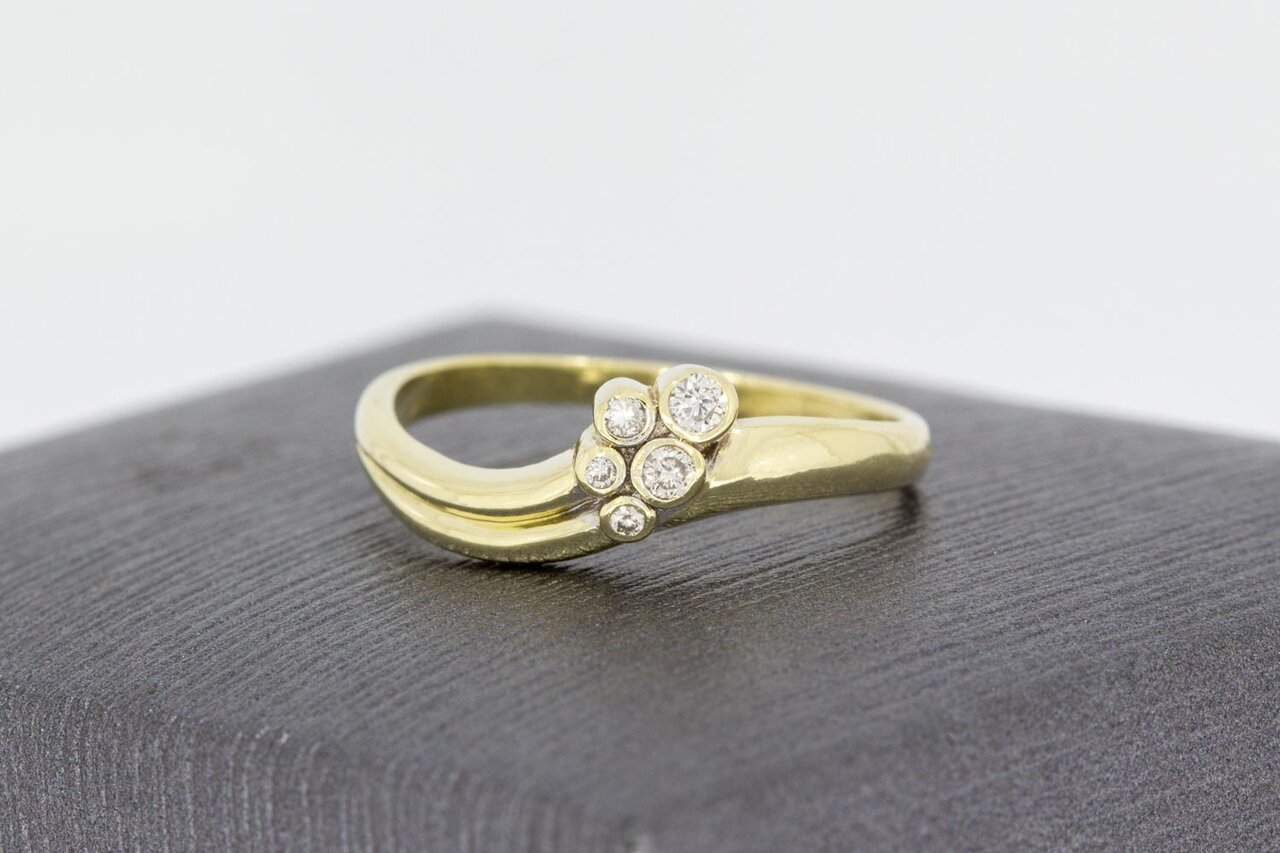 14 karaat goud zirkonia ring - 16,1 mm