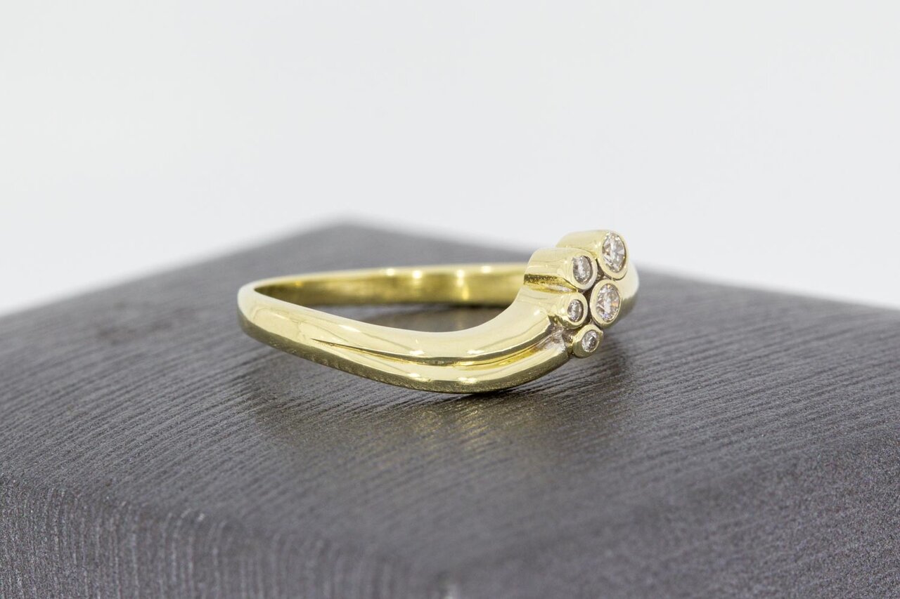14 karaat goud zirkonia ring - 16,1 mm