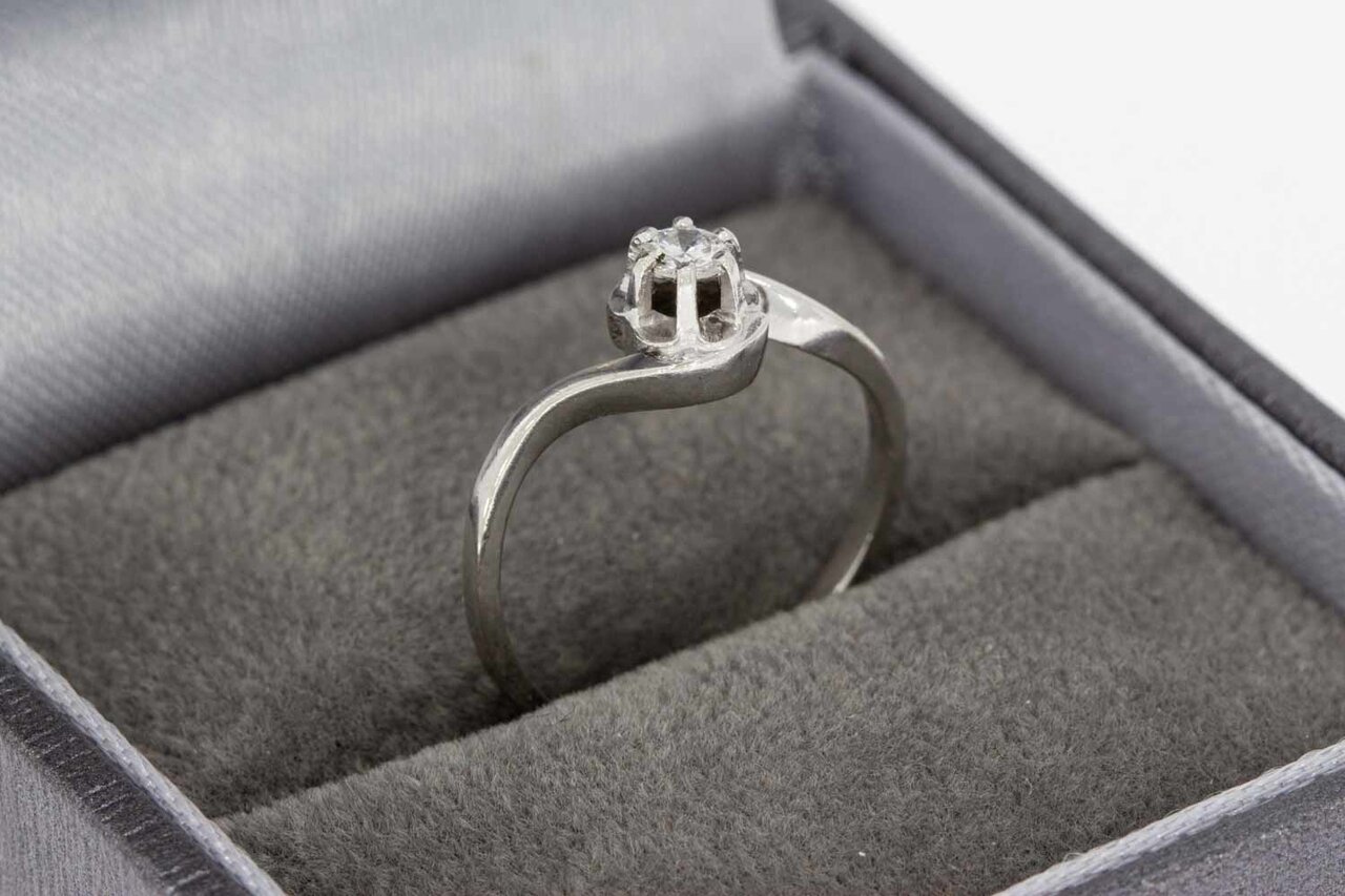 14 karaat witgoud diamantring - 14,2 mm