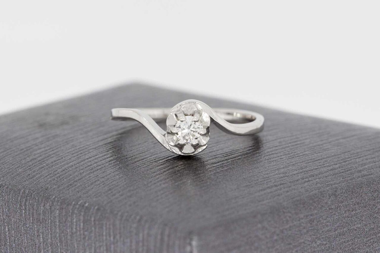 14 karaat witgoud diamantring - 14,2 mm