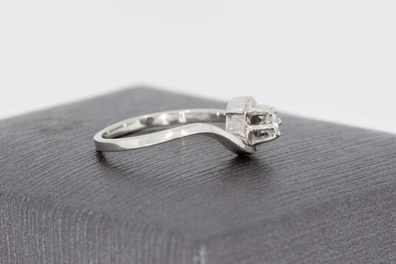 14 karaat witgoud diamantring - 14,2 mm