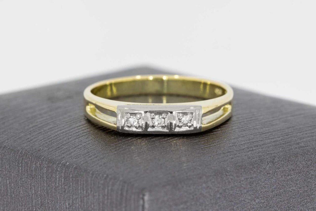 Bicolor 14 karaat goud diamantring - 18,1 mm