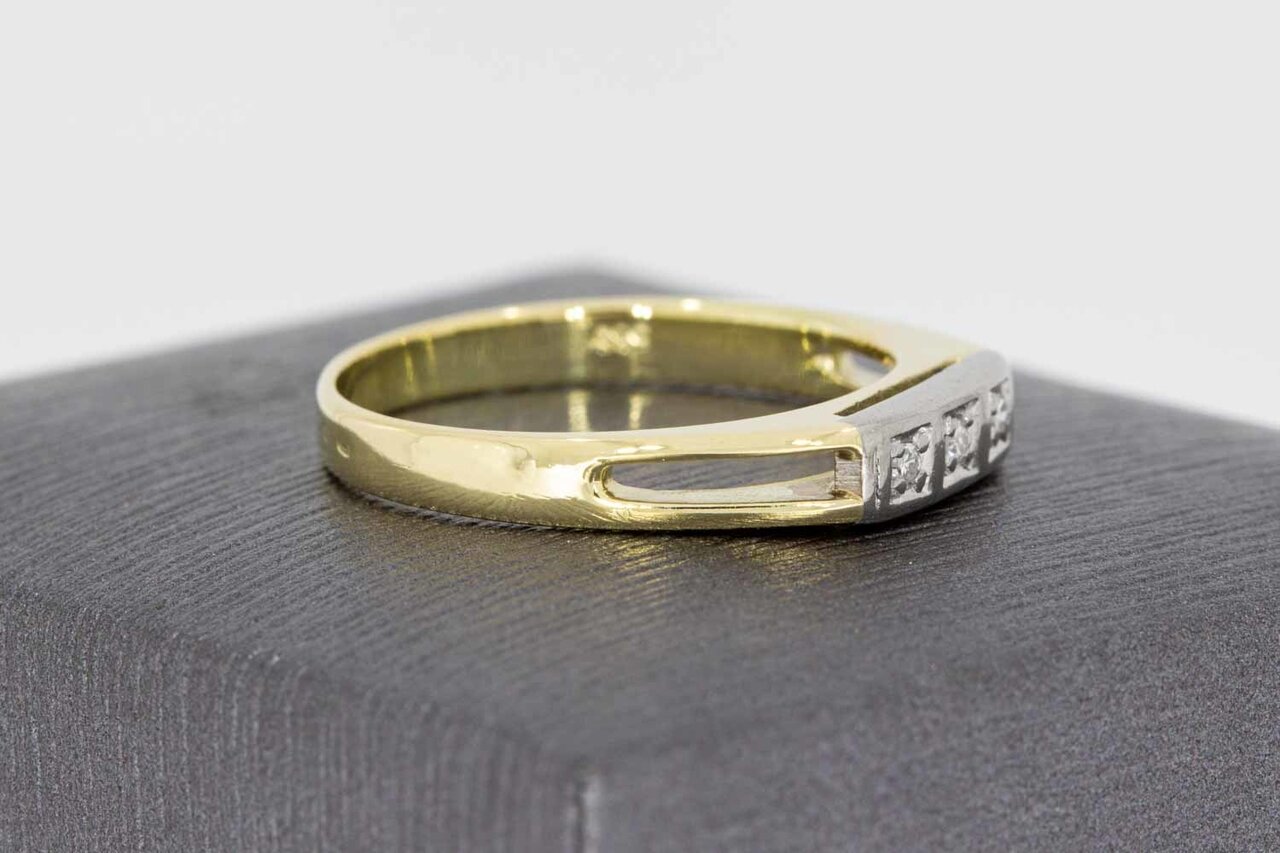 Bicolor 14 karaat goud diamantring - 18,1 mm