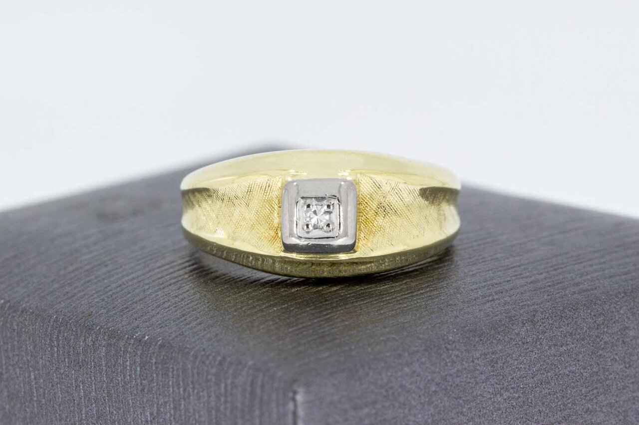 14 karaat goud diamant Pinkring - 17 mm