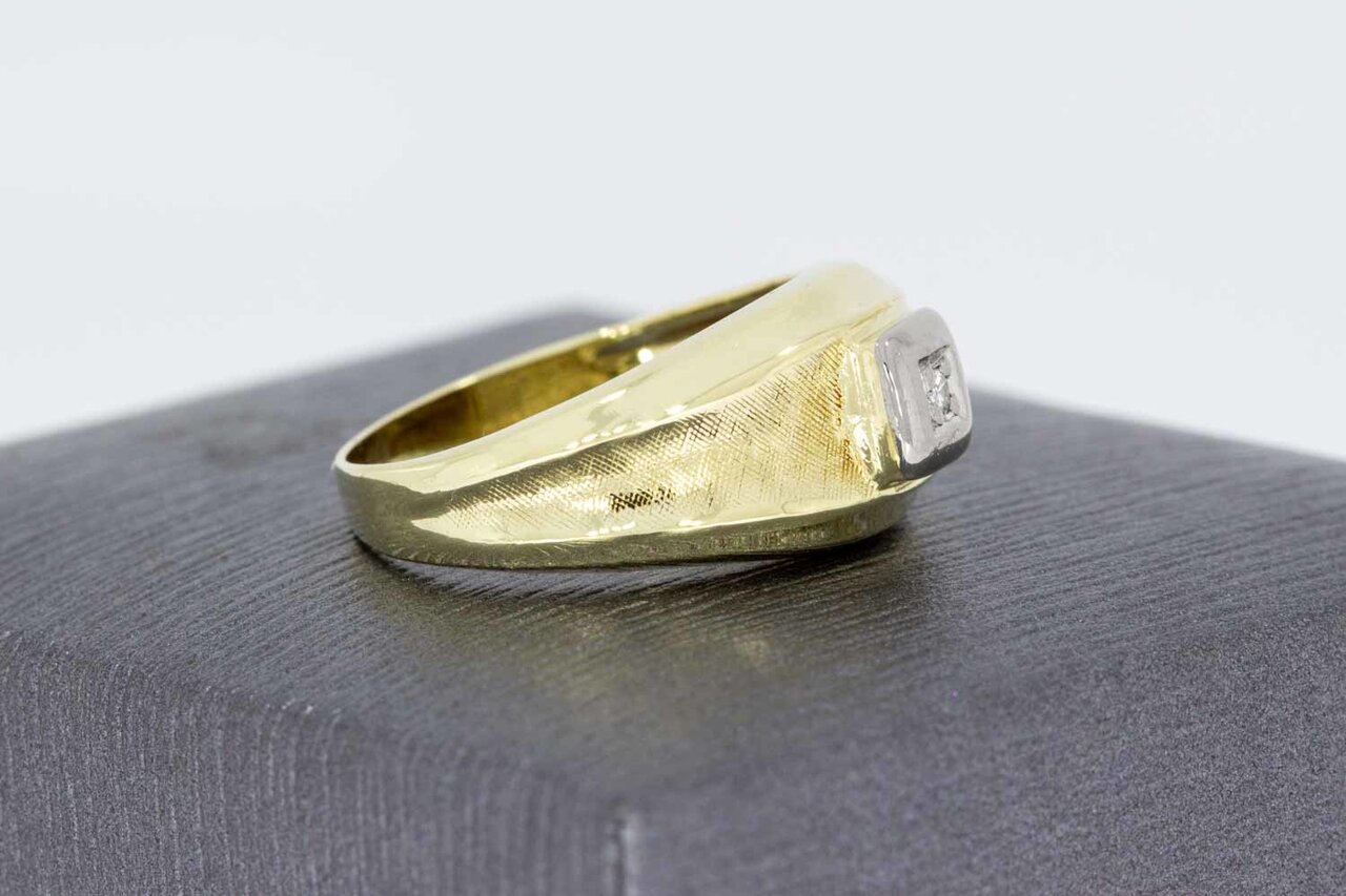 14 karaat goud diamant Pinkring - 17 mm