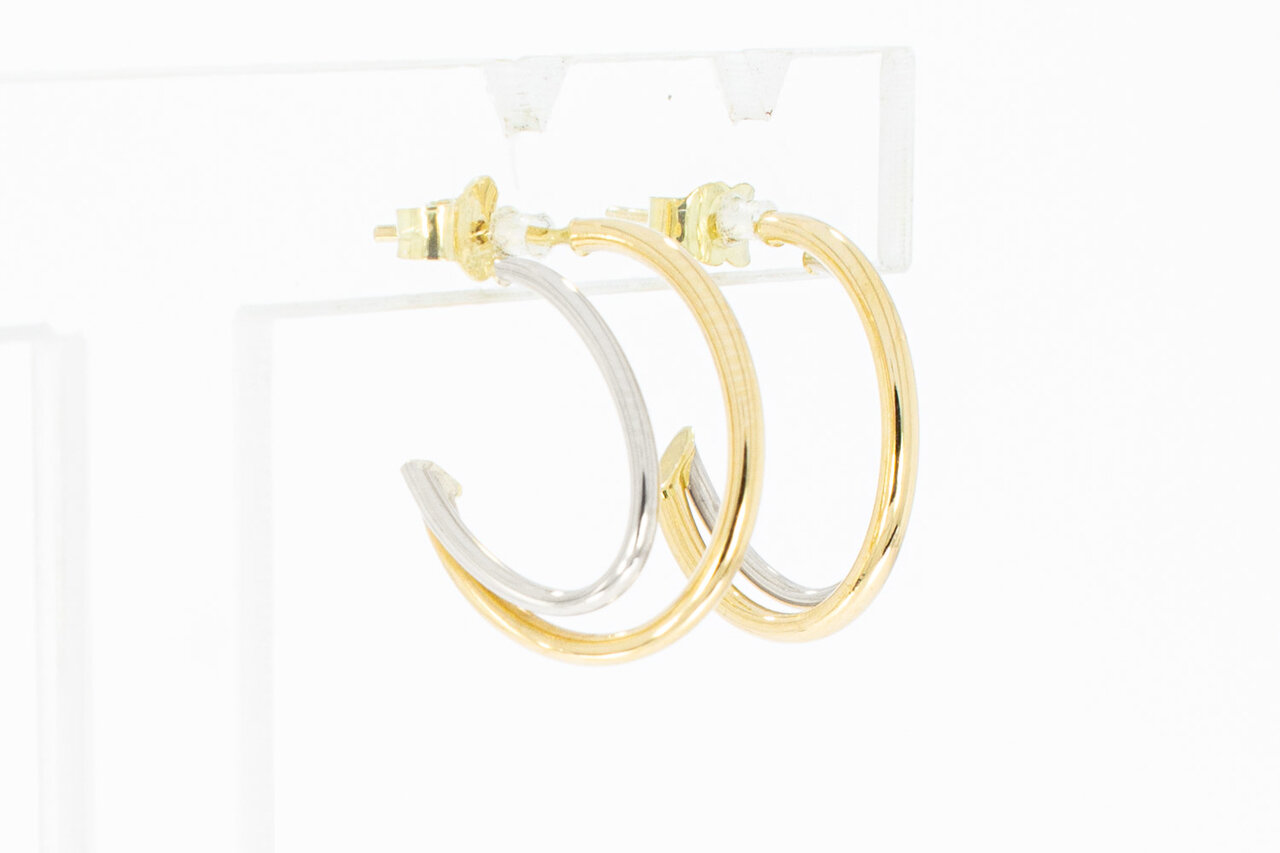 14 Karaat bicolor goud Oorringen - 1,8 cm