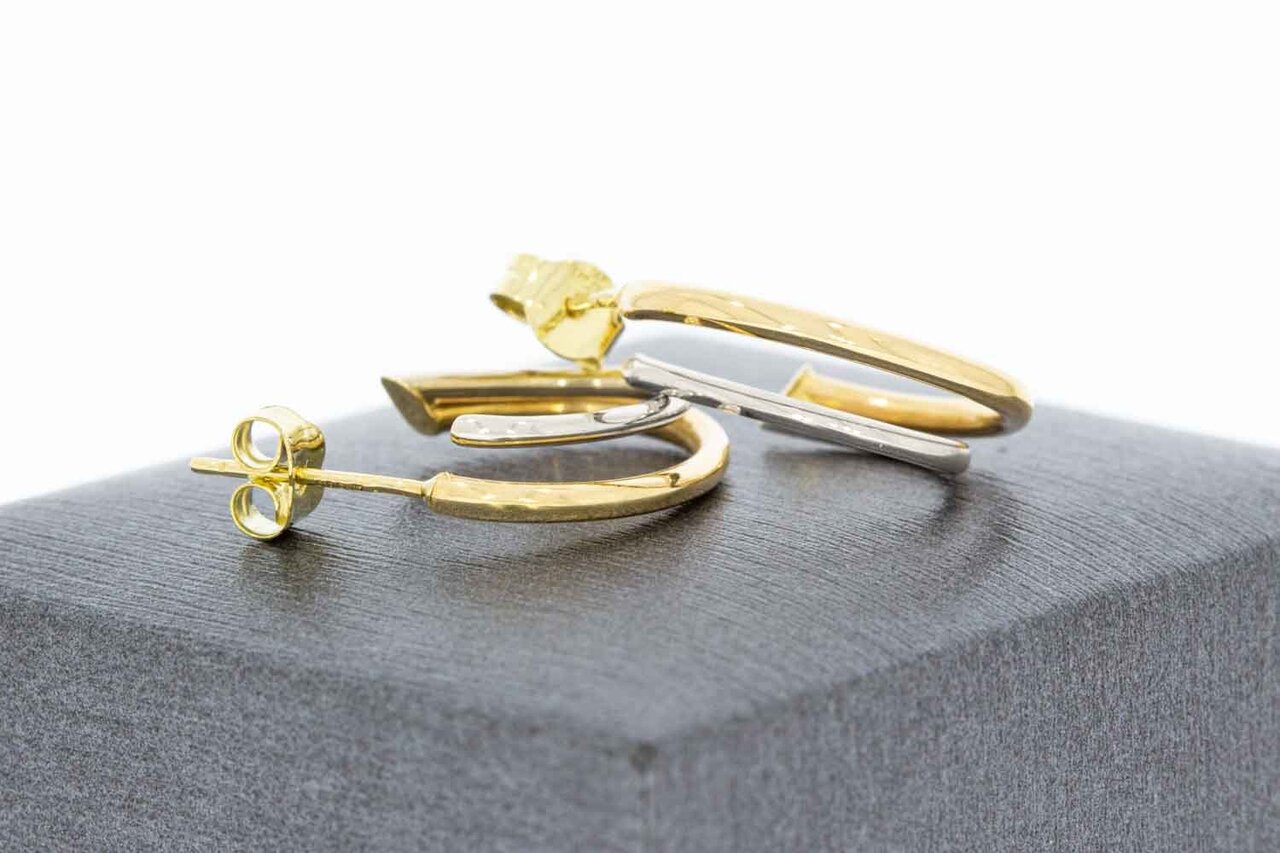 14 Karaat bicolor goud Oorringen - 1,8 cm