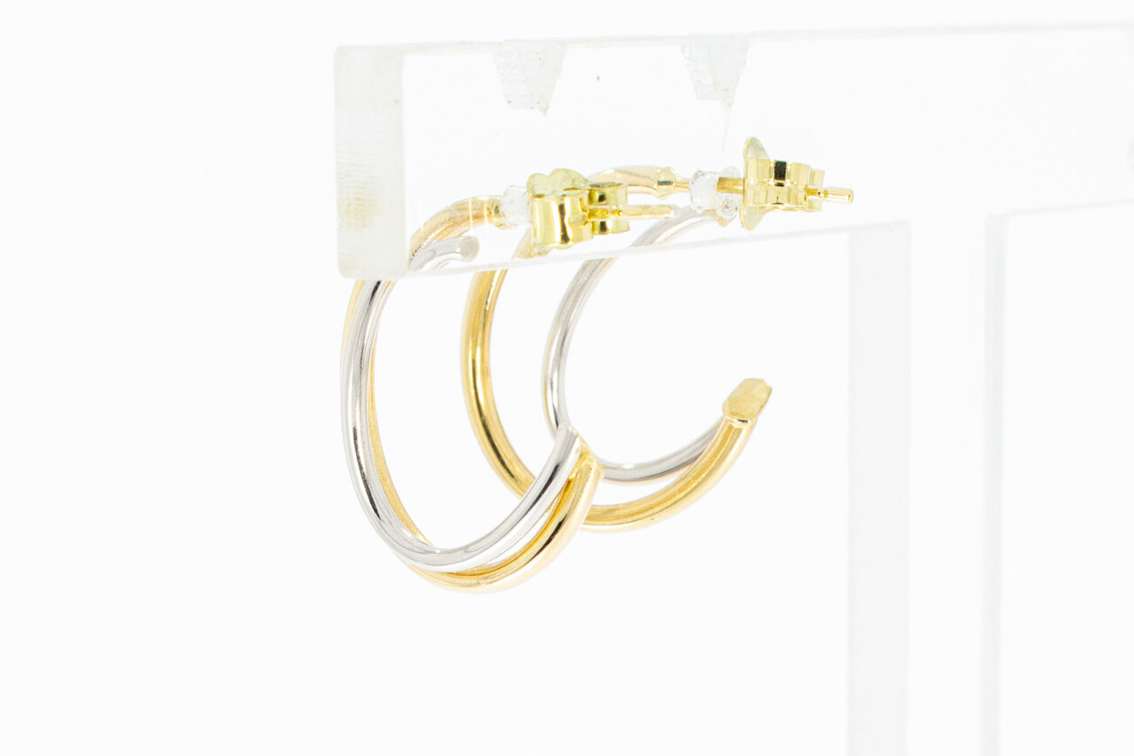 14 Karaat bicolor goud Oorringen - 1,8 cm