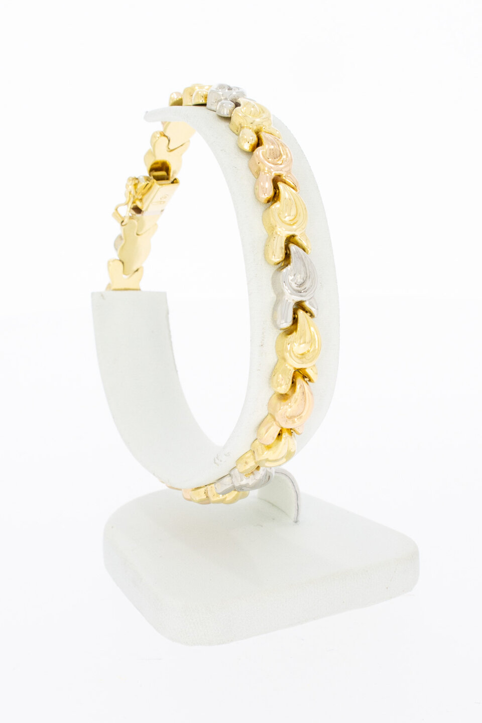 18 Karaat gouden tricolor armband - 19,9 cm