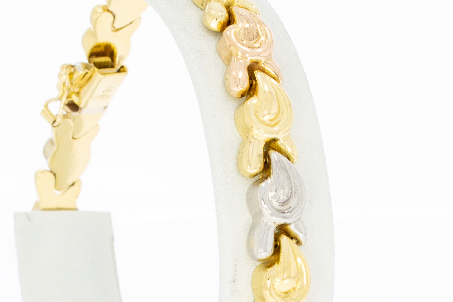 18 Karaat gouden tricolor armband - 19,9 cm