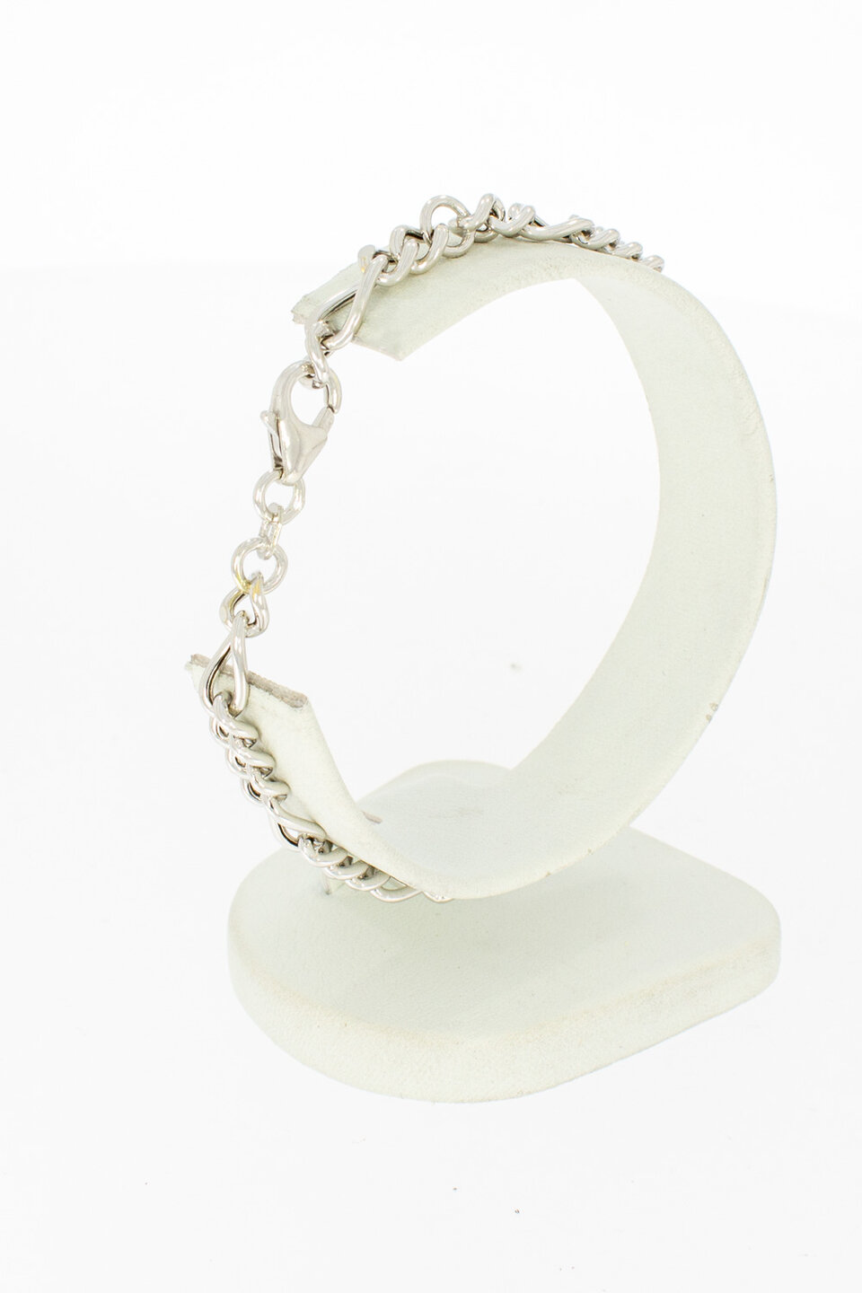 Figaro armband 14 karaat witgoud - 19,5 cm