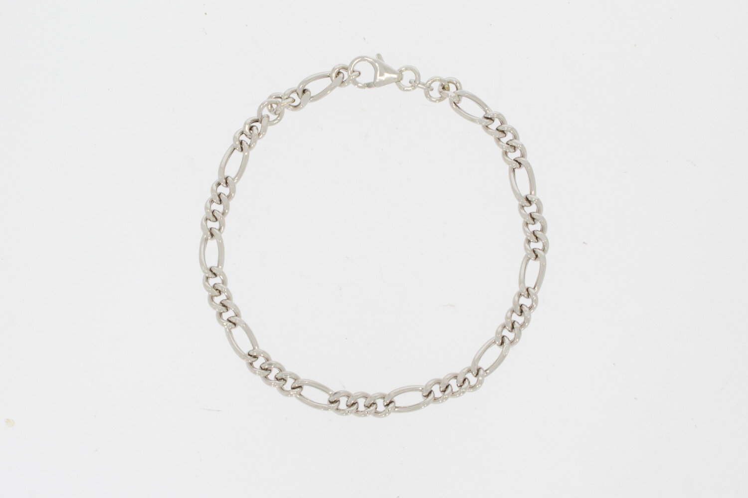 Figaro armband 14 karaat witgoud - 19,5 cm