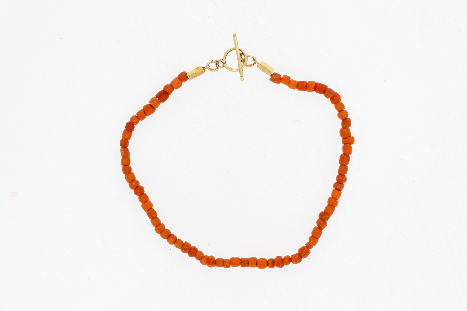 14 karaat goud Bloedkoraal armband - 18,7 cm