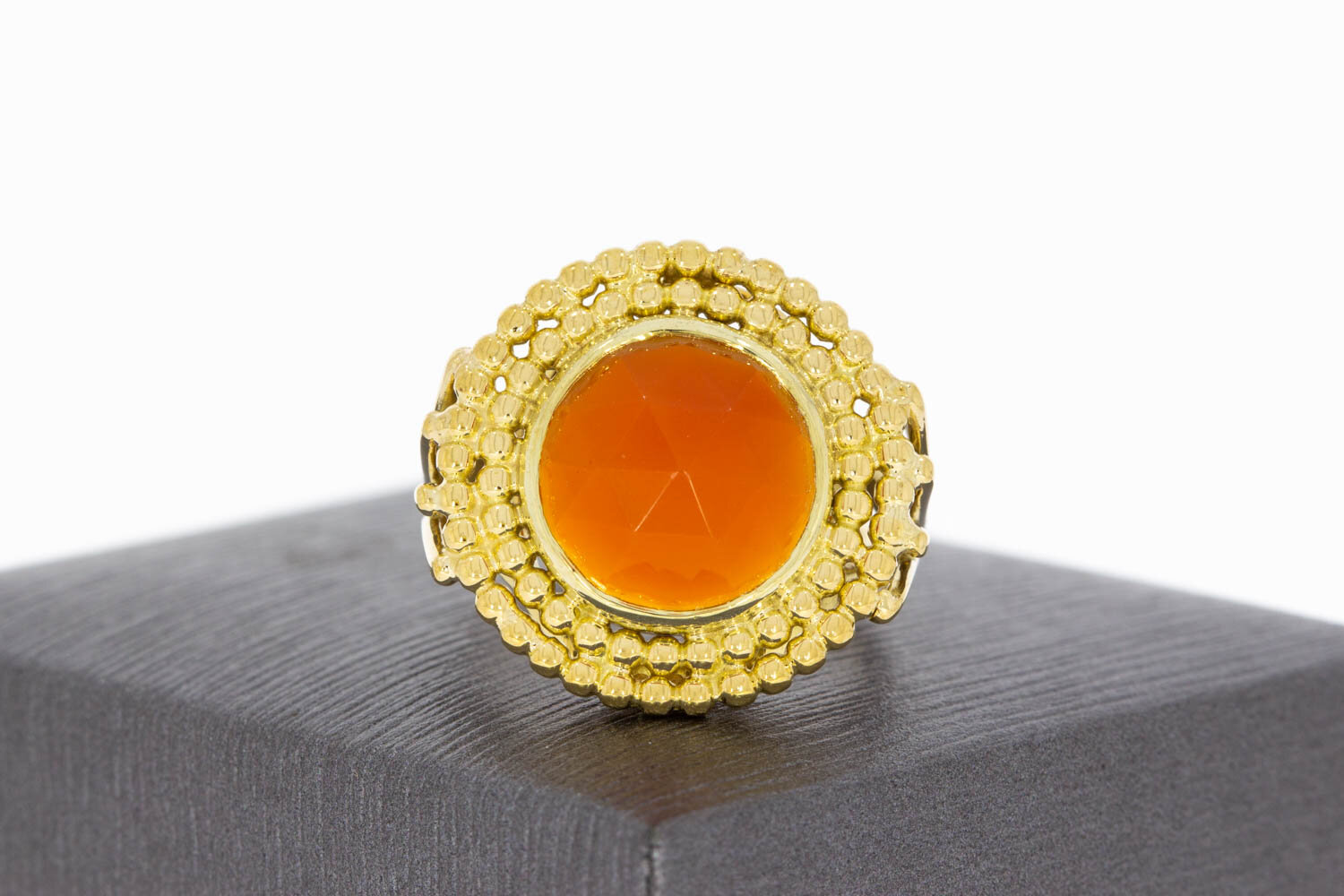 Carneoolring 14 Karaat goud - 17,4 mm