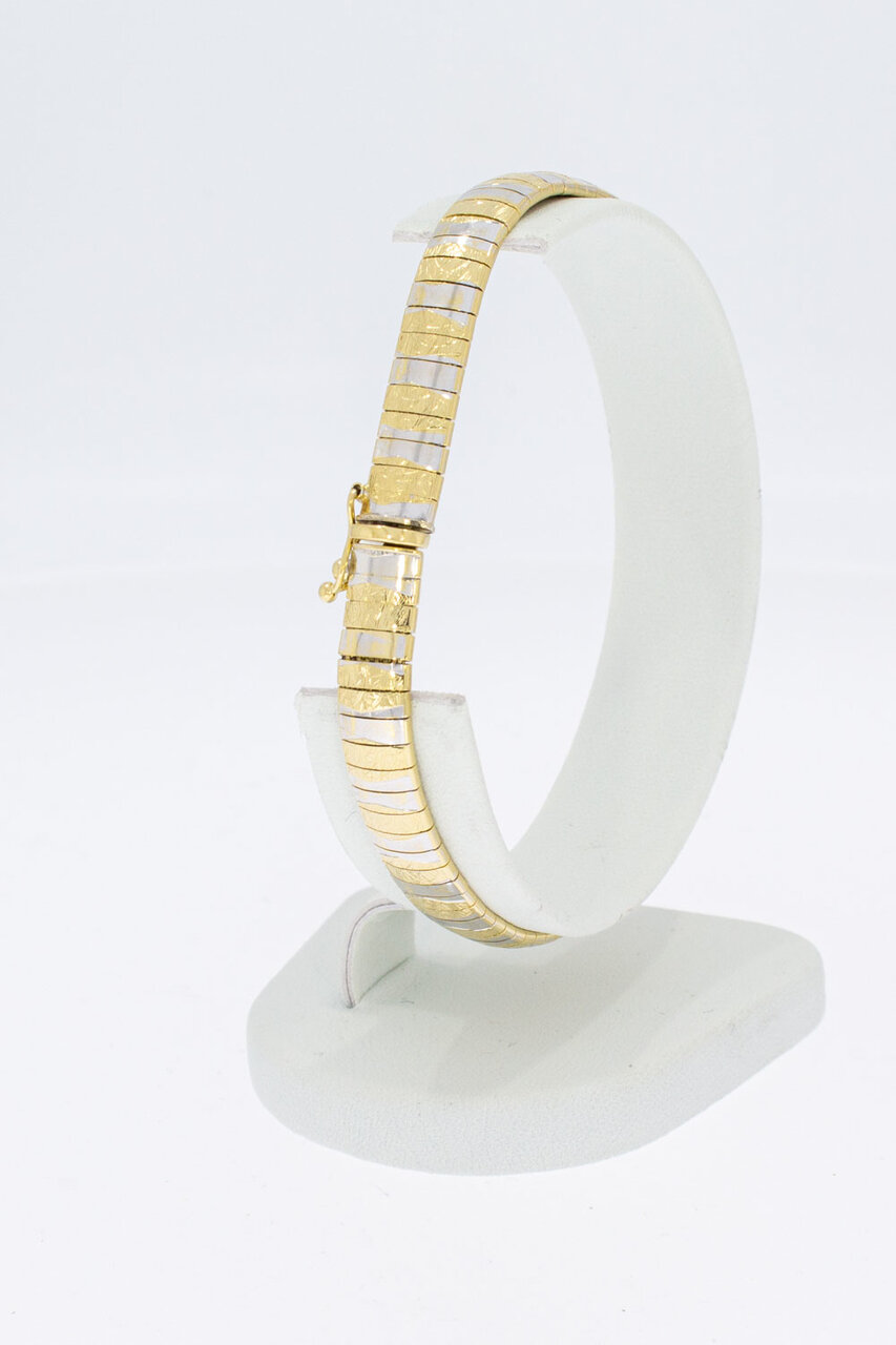 14 Karaat bicolor Plaatjes armband - 19,1 cm