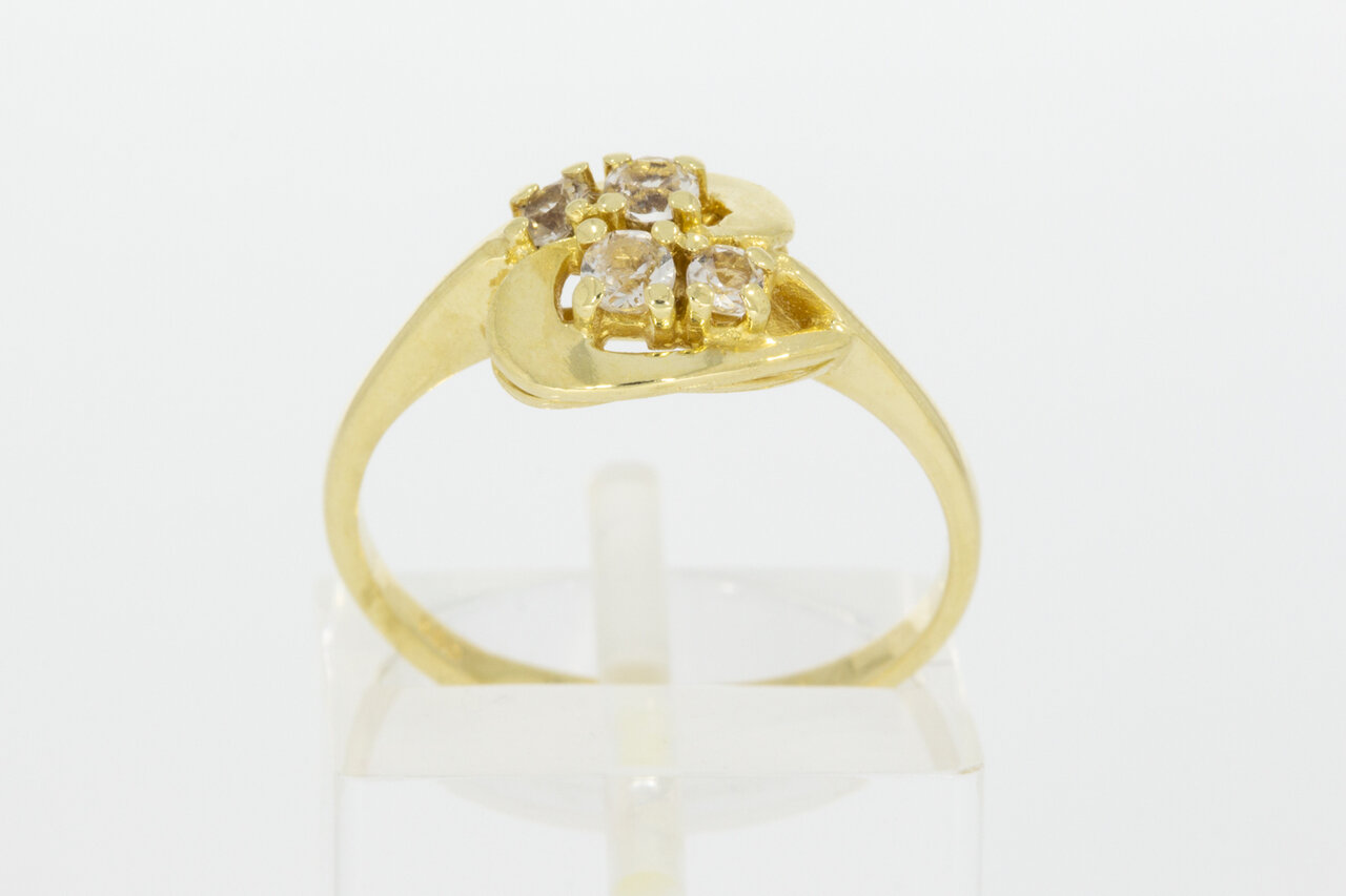 14 Karaat gouden zirkonia damesring - 17,4 mm