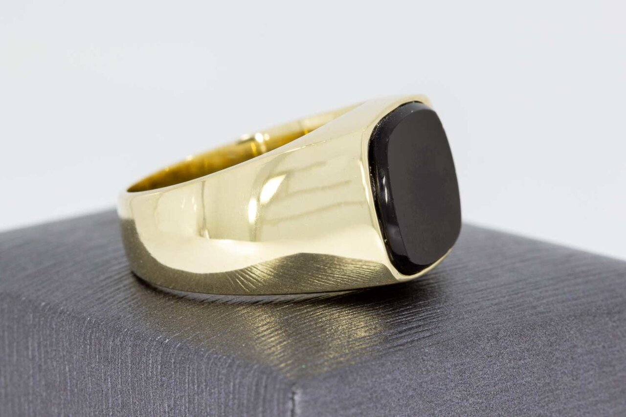 14 Karaat Onyx mannen Zegelring - 20,7 mm