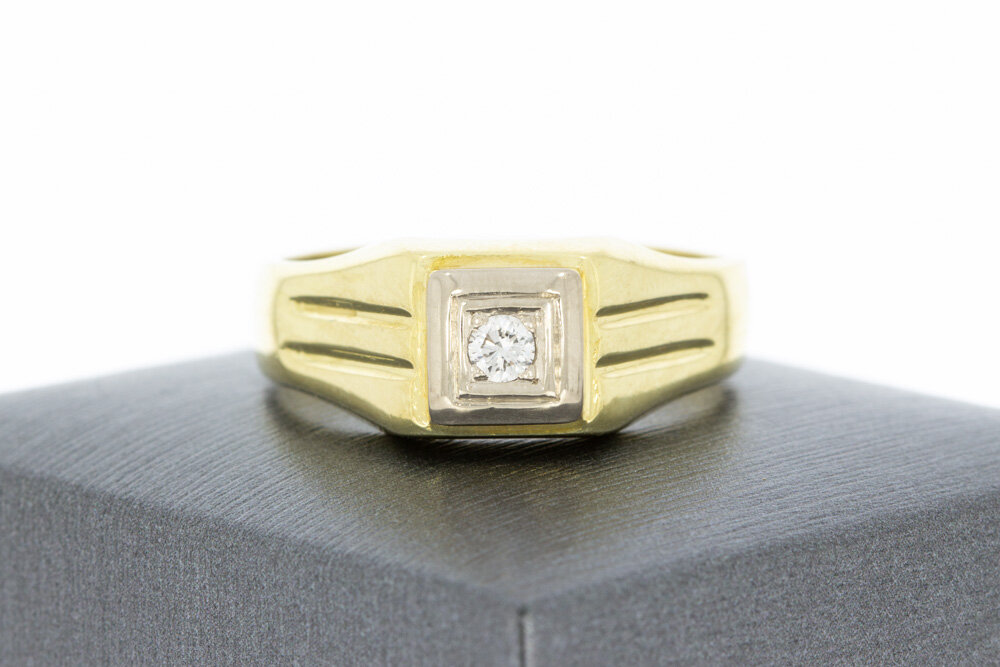 14 karaat heren diamantring - 22,5 mm
