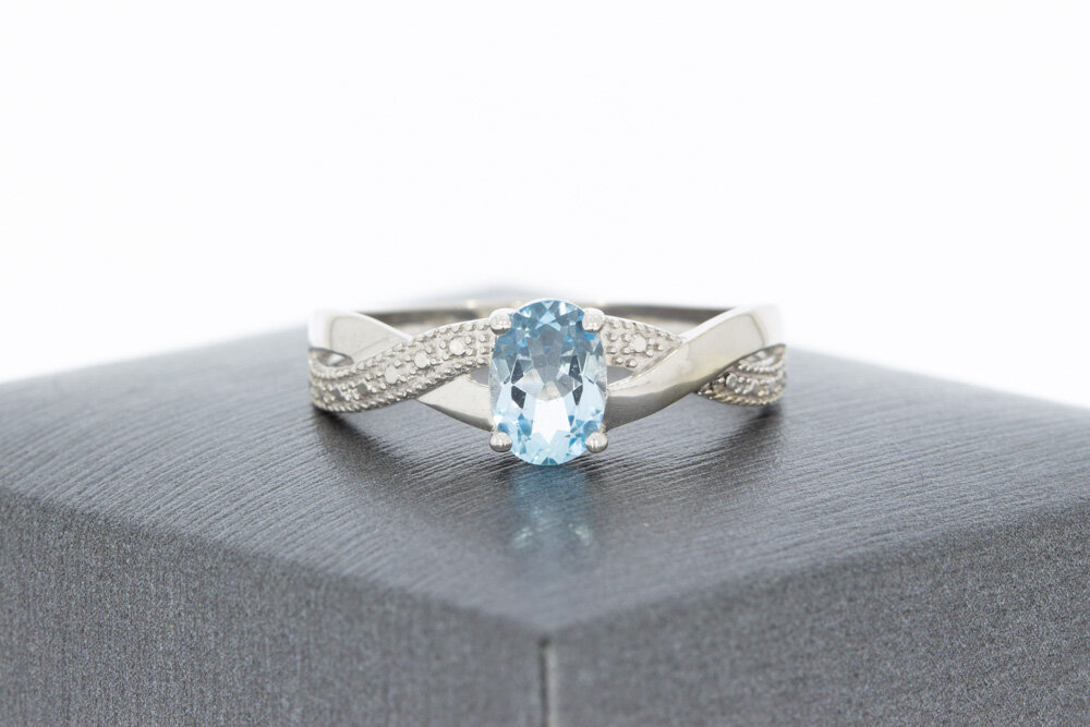 9 karaat (wit) solitair ring - 19,3 mm