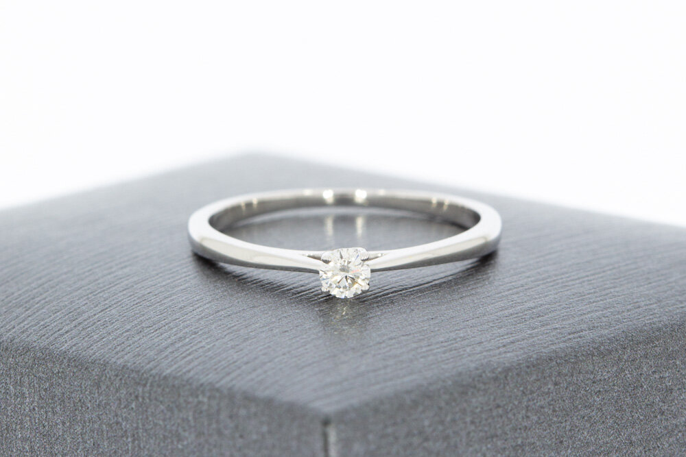 9 karaat (wit) solitair ring - 15,1 mm