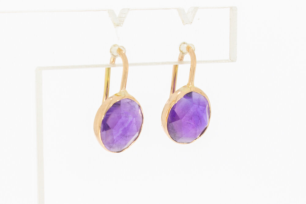 14 karaat gouden Amethyst hanger - 1,8 cm