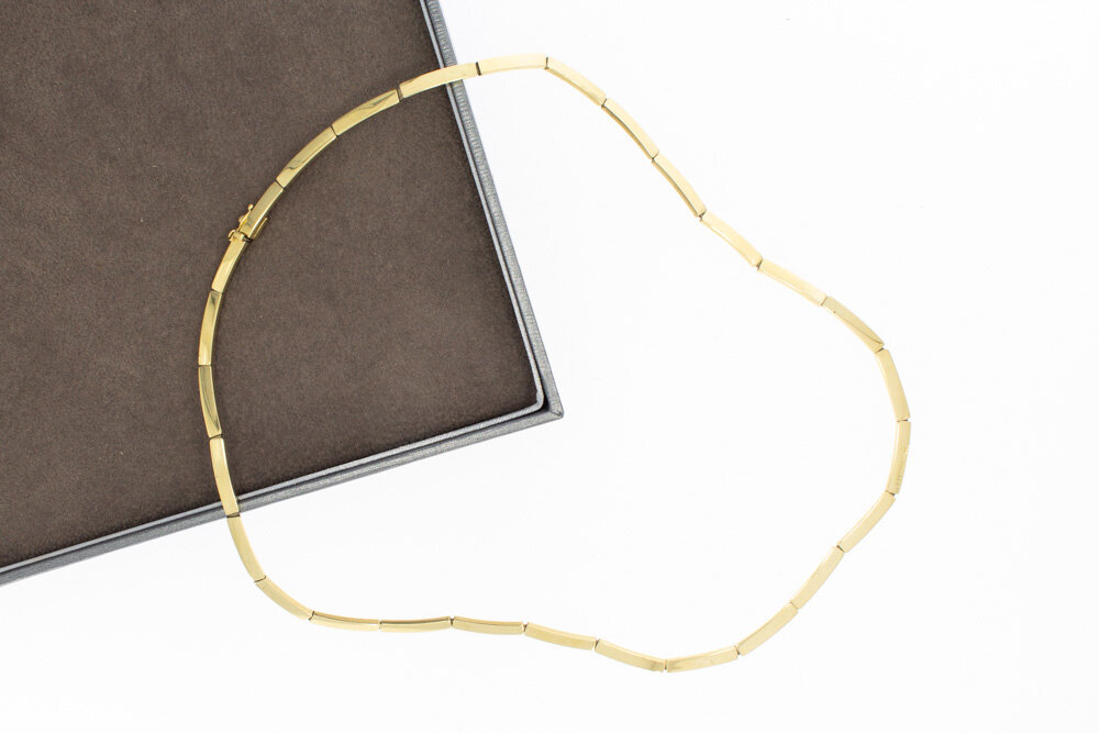 Staafjes Collier 14 Karaat geel goud - 42,2 cm
