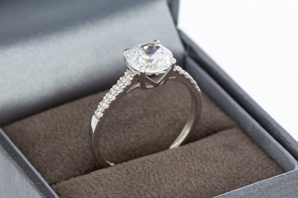 9 karaat witte dames ring - 19,2 mm