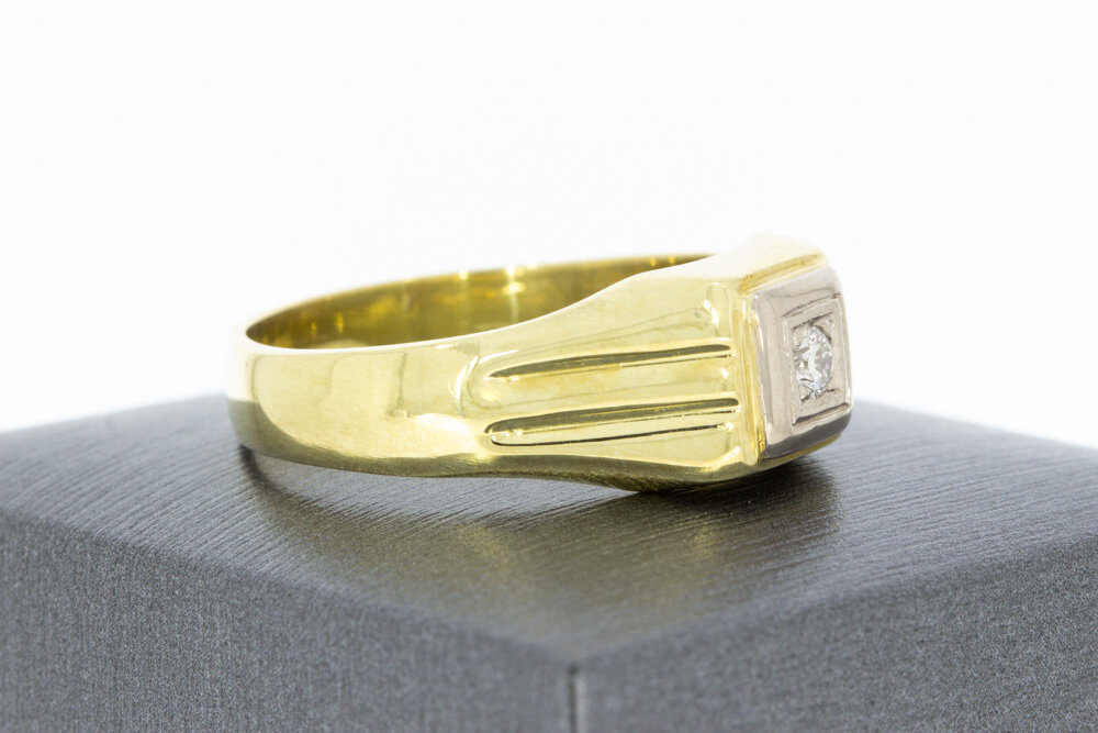 14 karaat heren diamantring - 22,5 mm