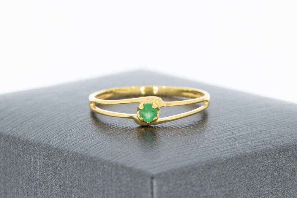9 karaat smaragd dames ringetje - 15,4 mm