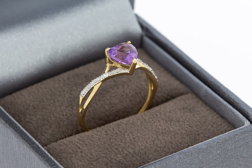 9 karaat Amethyst damesring - 16,9 mm