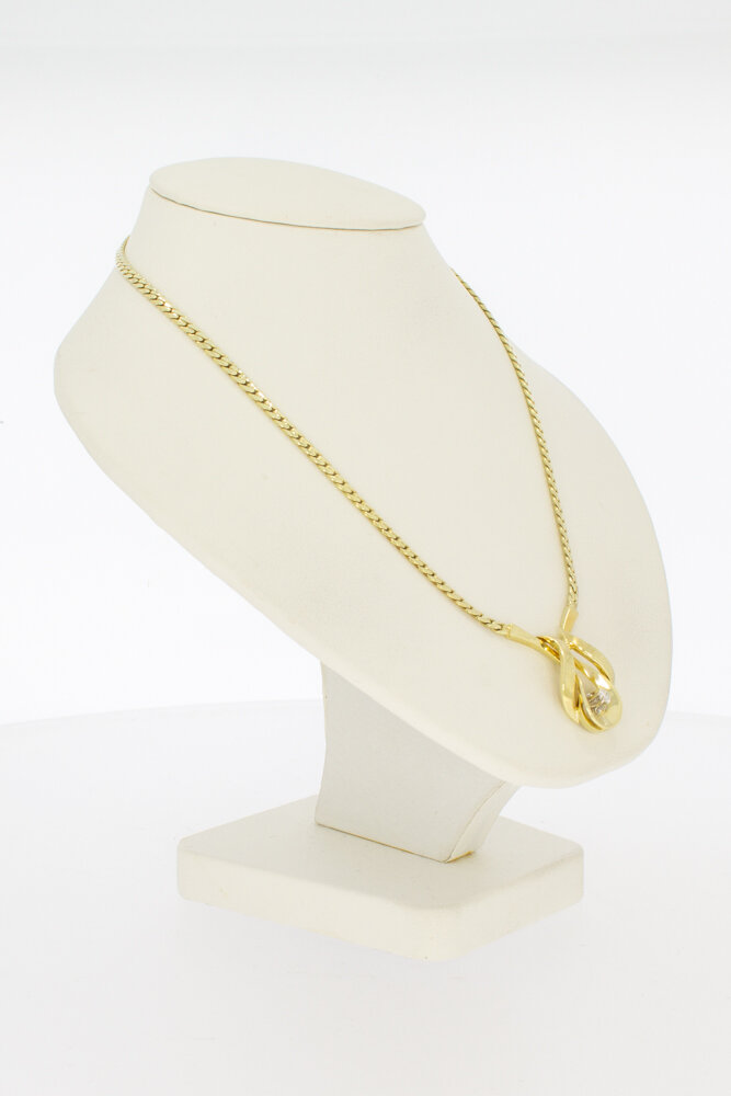 14 karaat goud edelsteen Collier - 42,5 cm