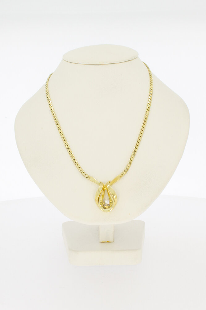 14 karaat goud edelsteen Collier - 42,5 cm