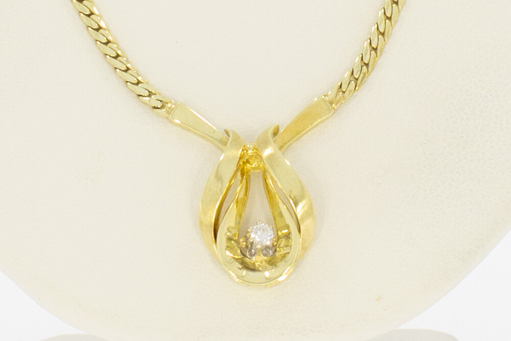 14 karaat goud edelsteen Collier - 42,5 cm