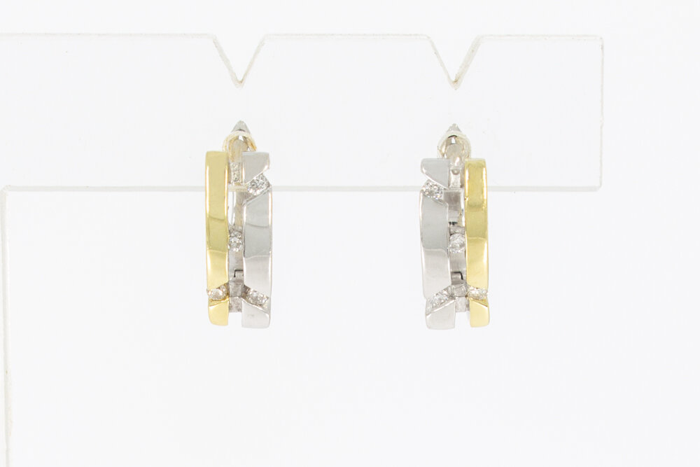 9 karaat bicolor oorhangers - 1,1 cm