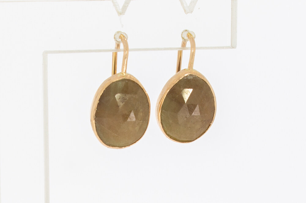 14 karaat rose gouden Saffier hangers - 2,2 cm