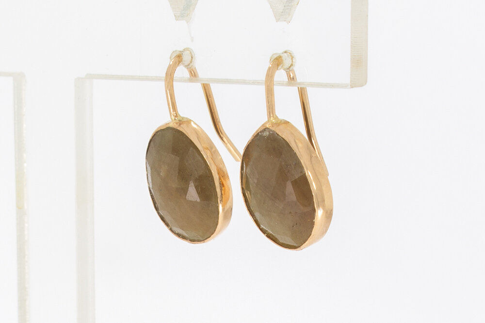 14 karaat rose gouden Saffier hangers - 2,2 cm