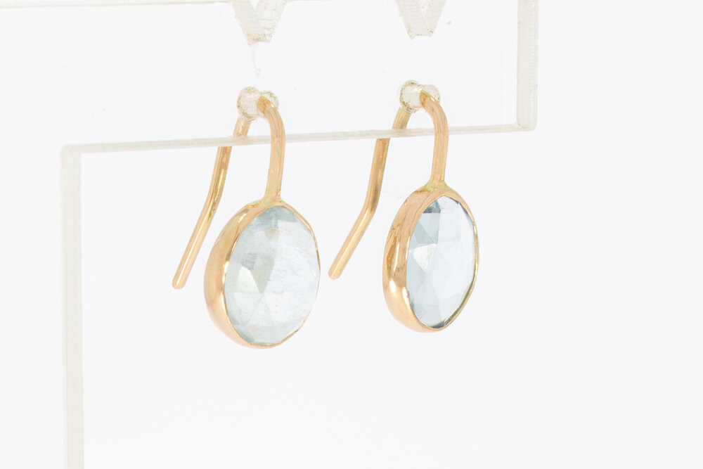 14 karaat gouden Aquamarijn hanger - 1,7 cm