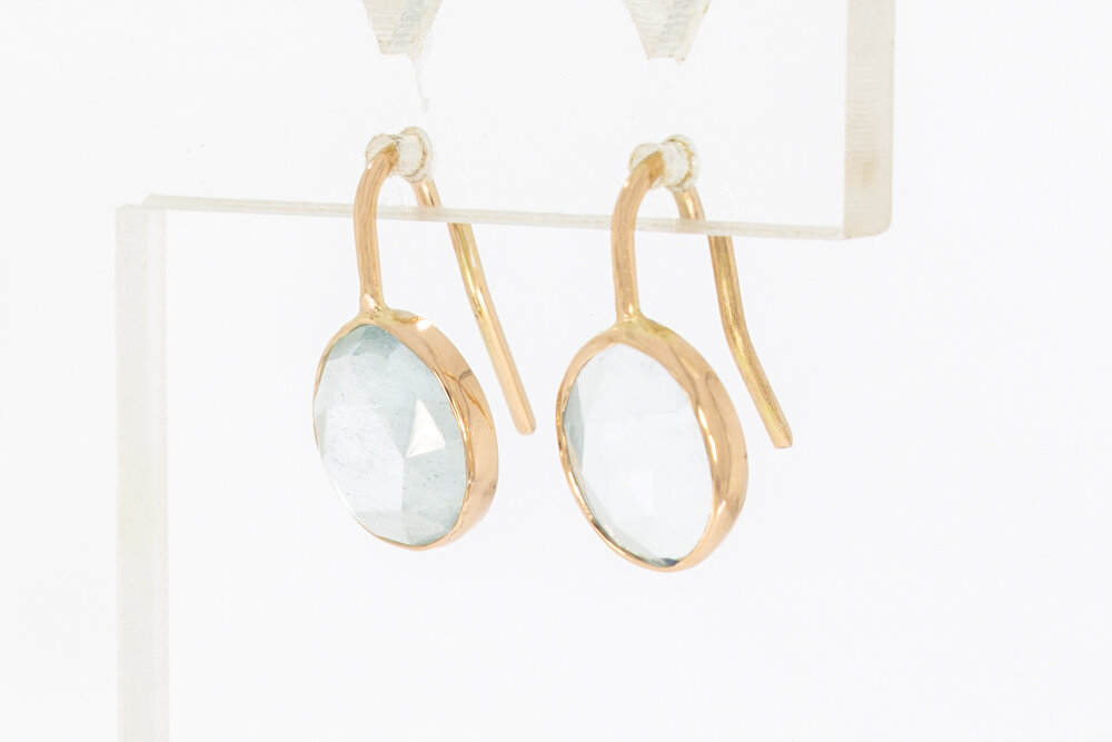 14 karaat gouden Aquamarijn hanger - 1,7 cm