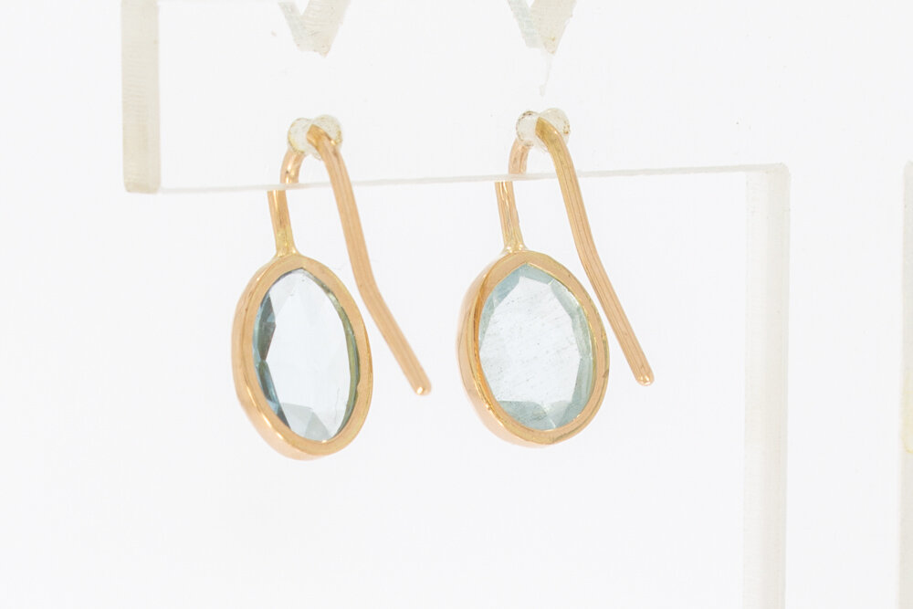 14 karaat gouden Aquamarijn hanger - 1,7 cm