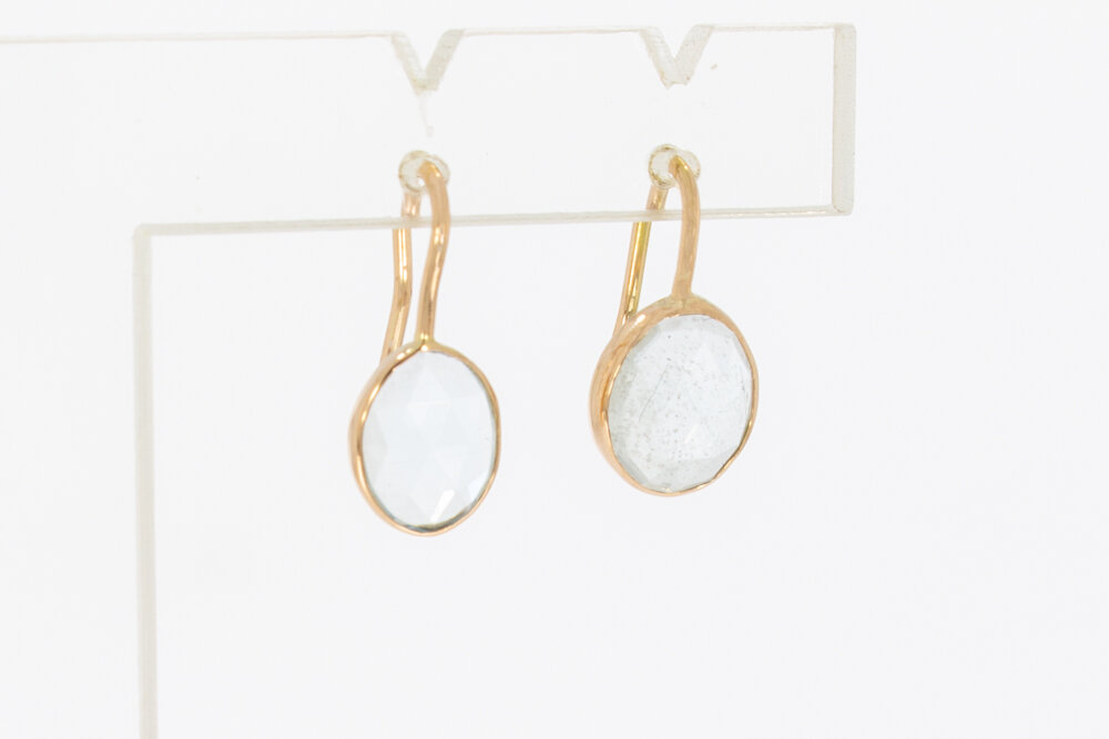 14 karaat gouden Aquamarijnhangers - 1,9 cm