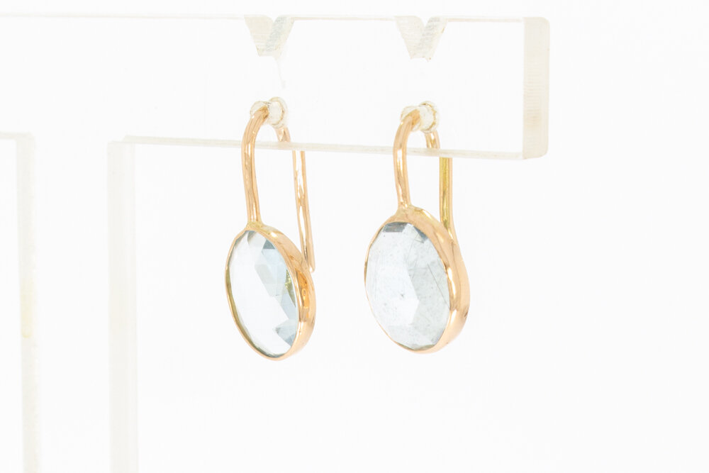 14 karaat gouden Aquamarijnhangers - 1,9 cm