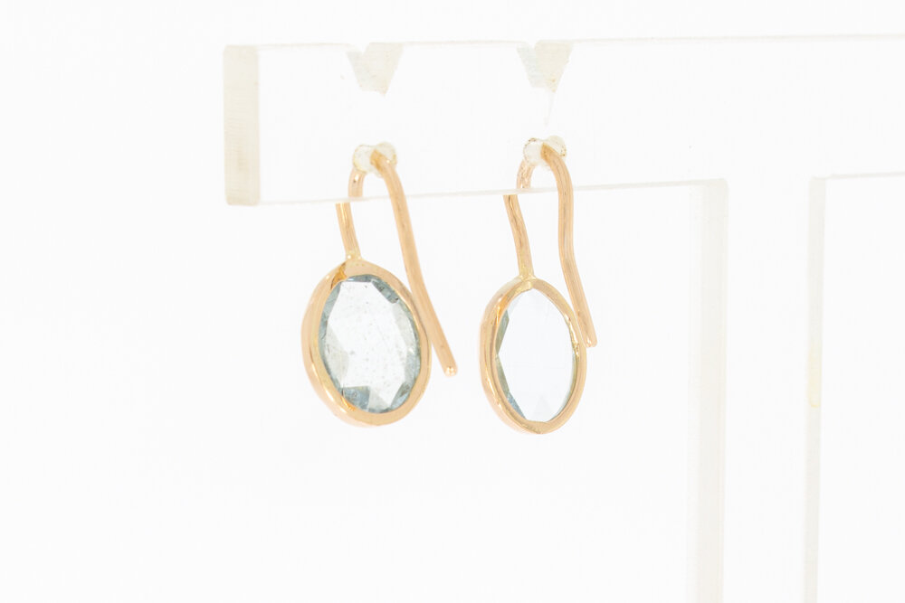 14 karaat gouden Aquamarijnhangers - 1,9 cm